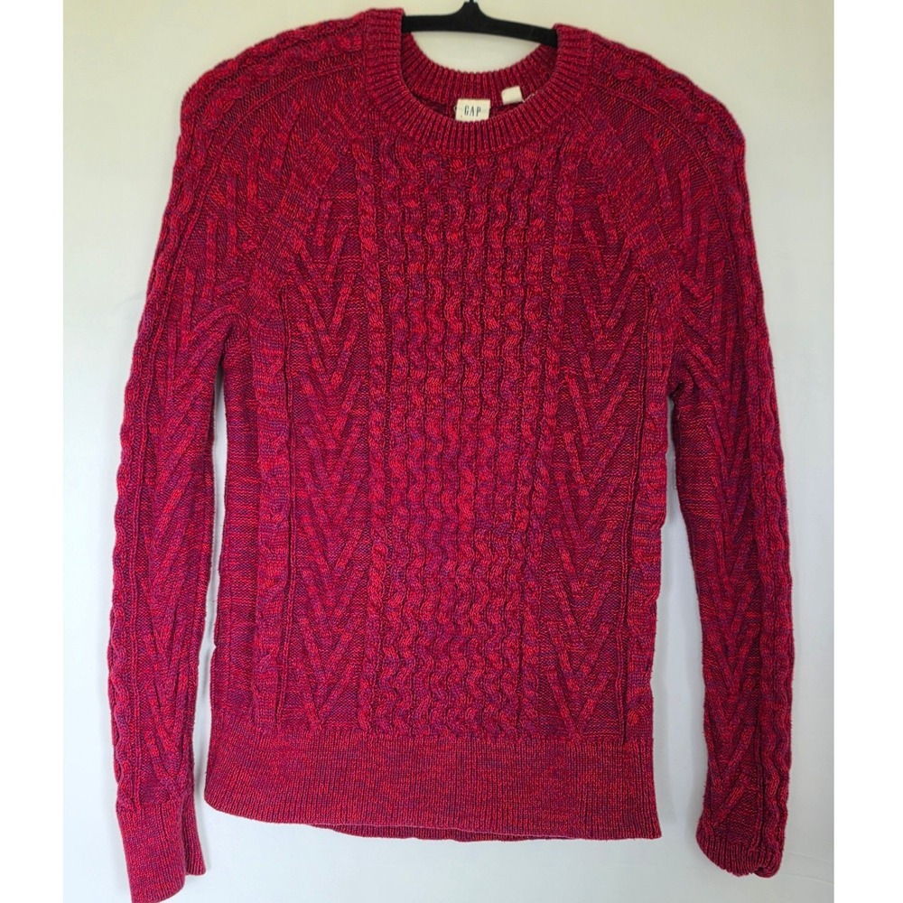 Gap Women's Cable Knit Cotton Crewneck Sweater M Long Sleeve Chunky Pullover